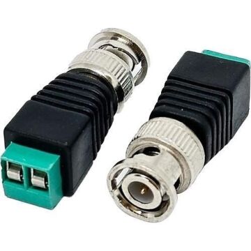 BNC Male to 2 position screw terminal adapter, for outbound 1 pair cable connection (Qty 2)